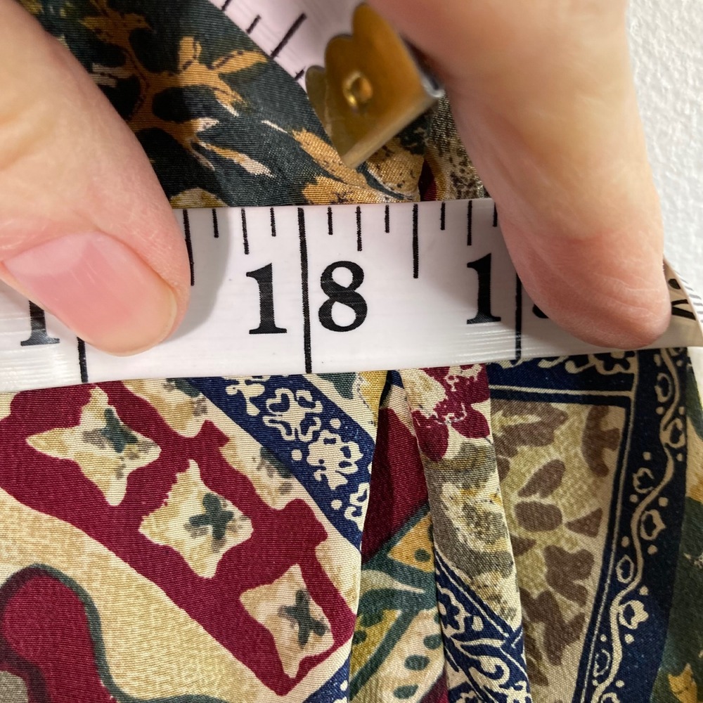 Tess 100% Silk Patchwork Print Button Front Shirt… - image 7